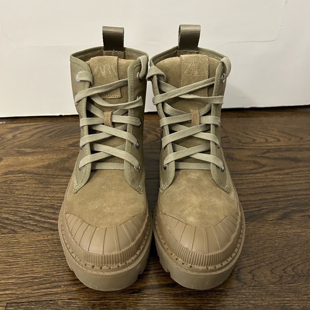 Zara Canvas Lace Up Booties